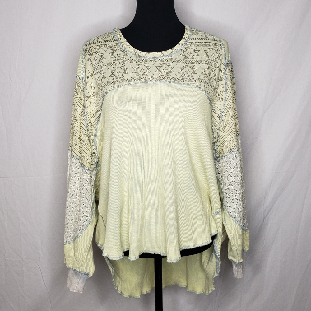 Oli & Hali Tie Dye Aztec Print Oversized Slouchy Lace Tunic Top Size S Lagenlook - Picture 2 of 16